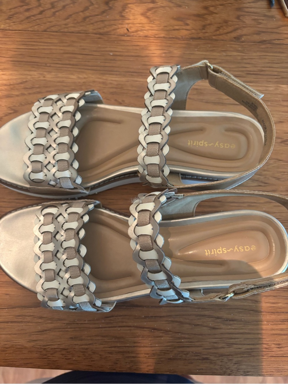 Easy Spirit Taupe Braided Slingback Sandals